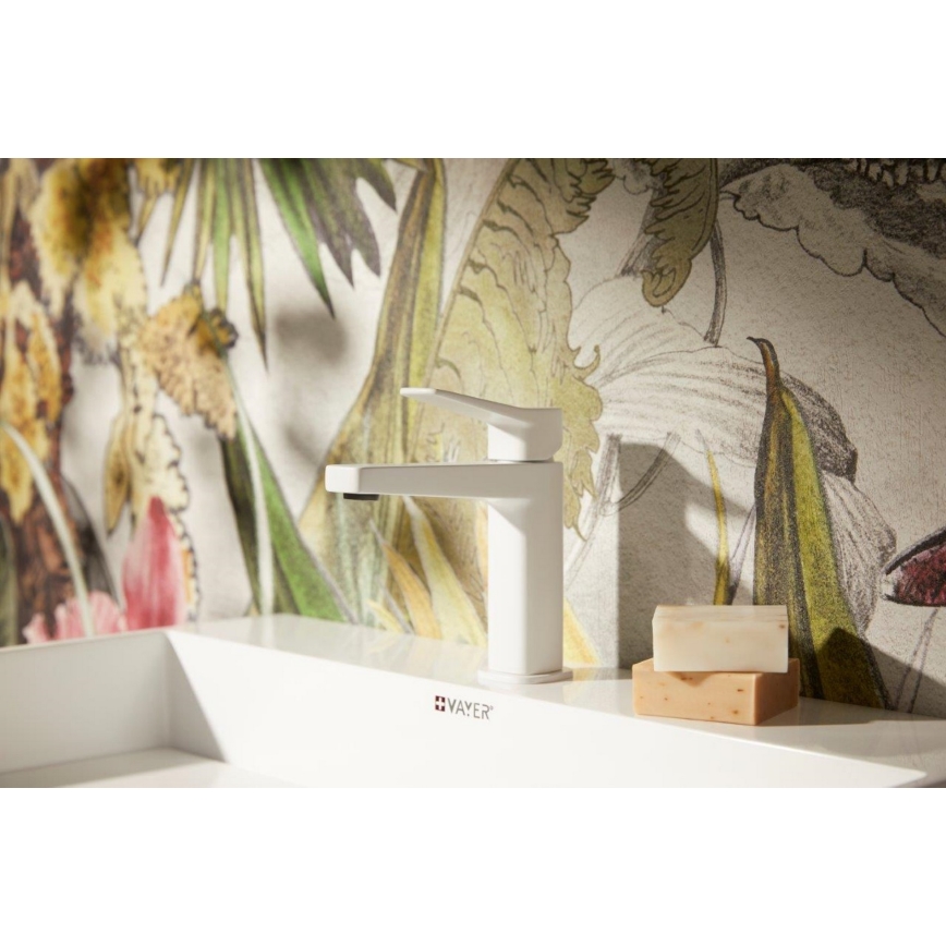 KFA Armatura 4522-815-44 - Pesuallosekoitin + MALAGA-tyhjennysventtiili 15,9 cm valkoinen