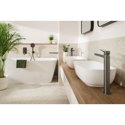 KFA Armatura 4522-815-61 - Pesuallashana + pohjaventtiili MALAGA 15,9 cm metallinhohtoinen harmaa