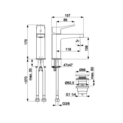 KFA Armatura 4522-825-81 - Lavuaarihana + MALAGA 17 cm pohjaventtiili musta