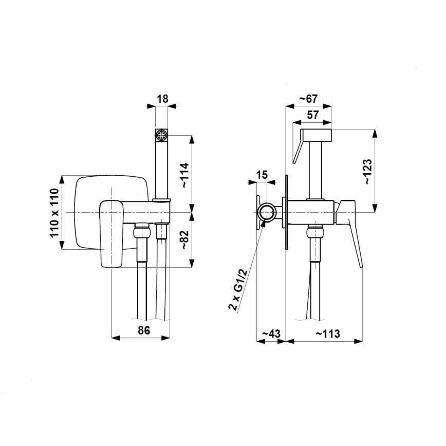 KFA Armatura 4529-512-81 - MALAGA bidet-sekoitin suihkutoiminnolla, piilotettavaan asennukseen, musta