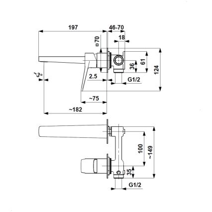 KFA Armatura 4529-810-81 - MALAGA pesuallashana piilotettuun asennukseen, musta