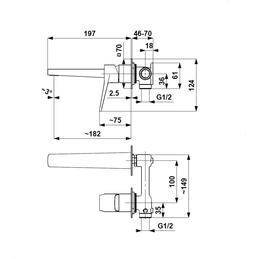 KFA Armatura 4529-810-81 - MALAGA pesuallashana piilotettuun asennukseen, musta