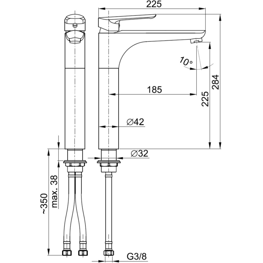 KFA Armatura 5022-712-00 - Altaan hana + jäte ylivuoto TANZANIT 28,4 cm kiiltävä kromi