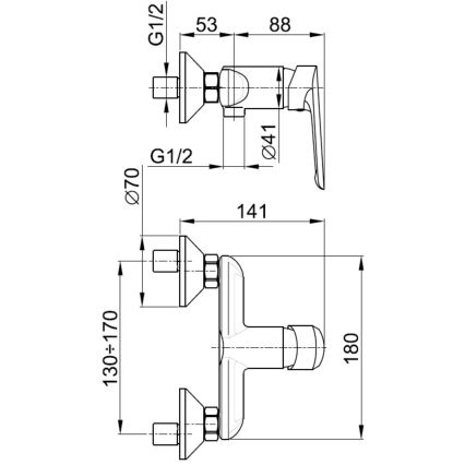 KFA Armatura 5026-010-00 - Suihkuhana TANZANIT kiiltävä kromi