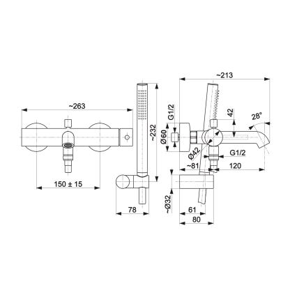 KFA Armatura 5034-520-00 - Kylpyammesarja hanalla MOZA kiiltävä kromi
