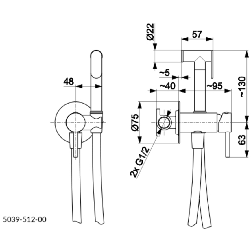 KFA Armatura 5039-512-00 - Suihkulla varustettu bideehana piiloasennukseen MOZA kiiltävä kromi