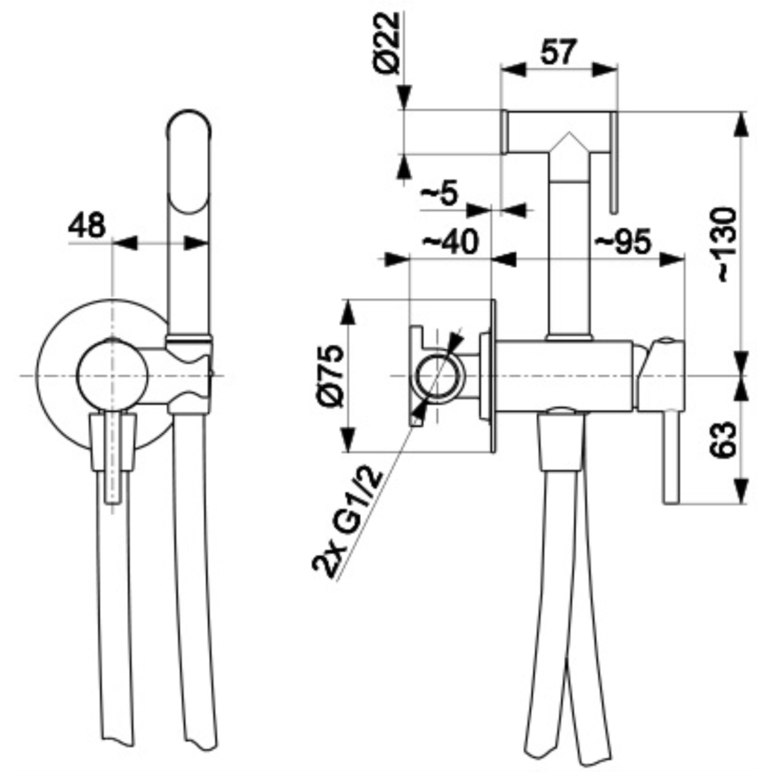 KFA Armatura 5039-512-31 - Suihkulla varustettu bideehana piiloasennukseen MOZA maa kulta