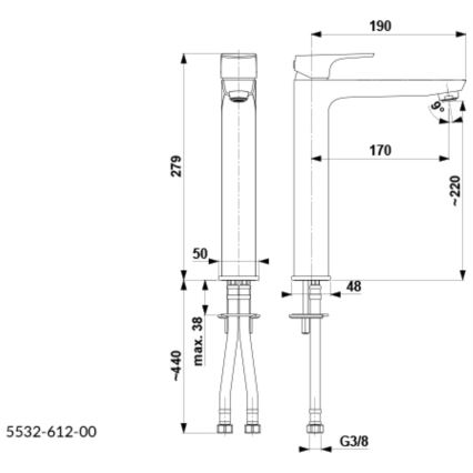 KFA Armatura 5532-612-81 - Altaan hana MOKAIT 27,9 cm messinki/matta musta