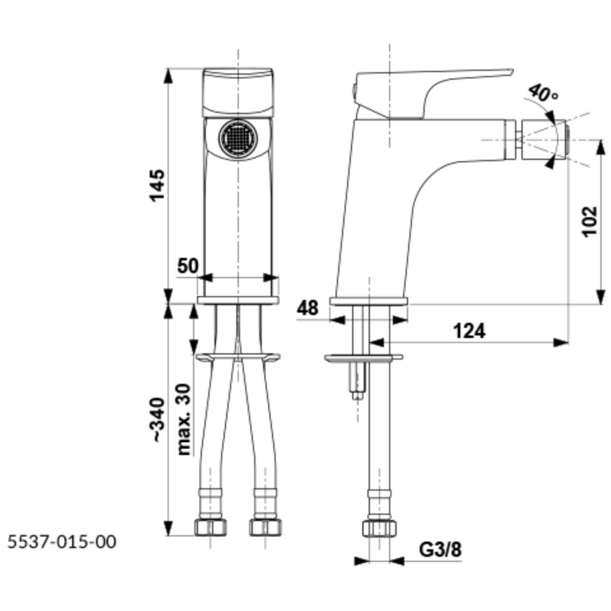 KFA Armatura 5537-015-81 - Bidee-hana + jäte ylivuoto MOKAIT messinki/matta musta