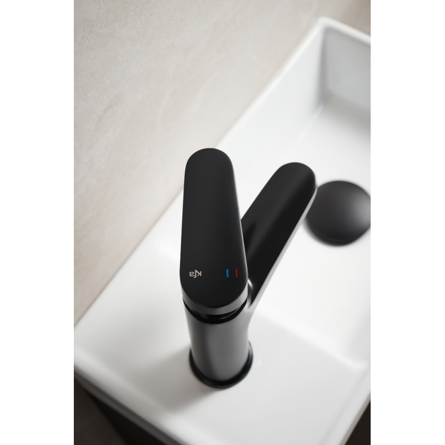 KFA Armatura 5552-815-81 - Pesuallashana + ylivuotolla OTAVA 15 cm mattamusta