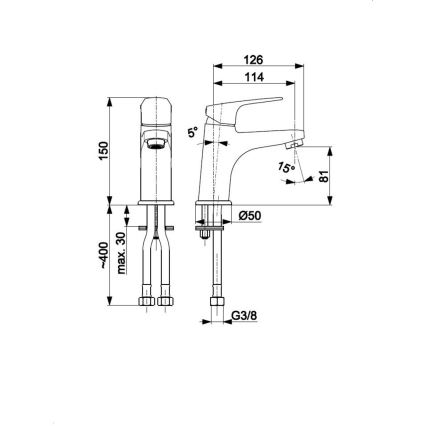 KFA Armatura 5552-815-81 - Pesuallashana + ylivuotolla OTAVA 15 cm mattamusta