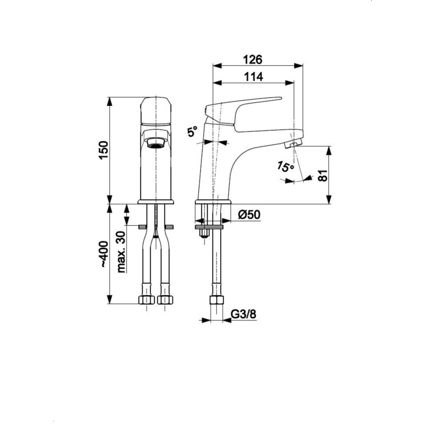 KFA Armatura 5552-815-81 - Pesuallashana + ylivuotolla OTAVA 15 cm mattamusta