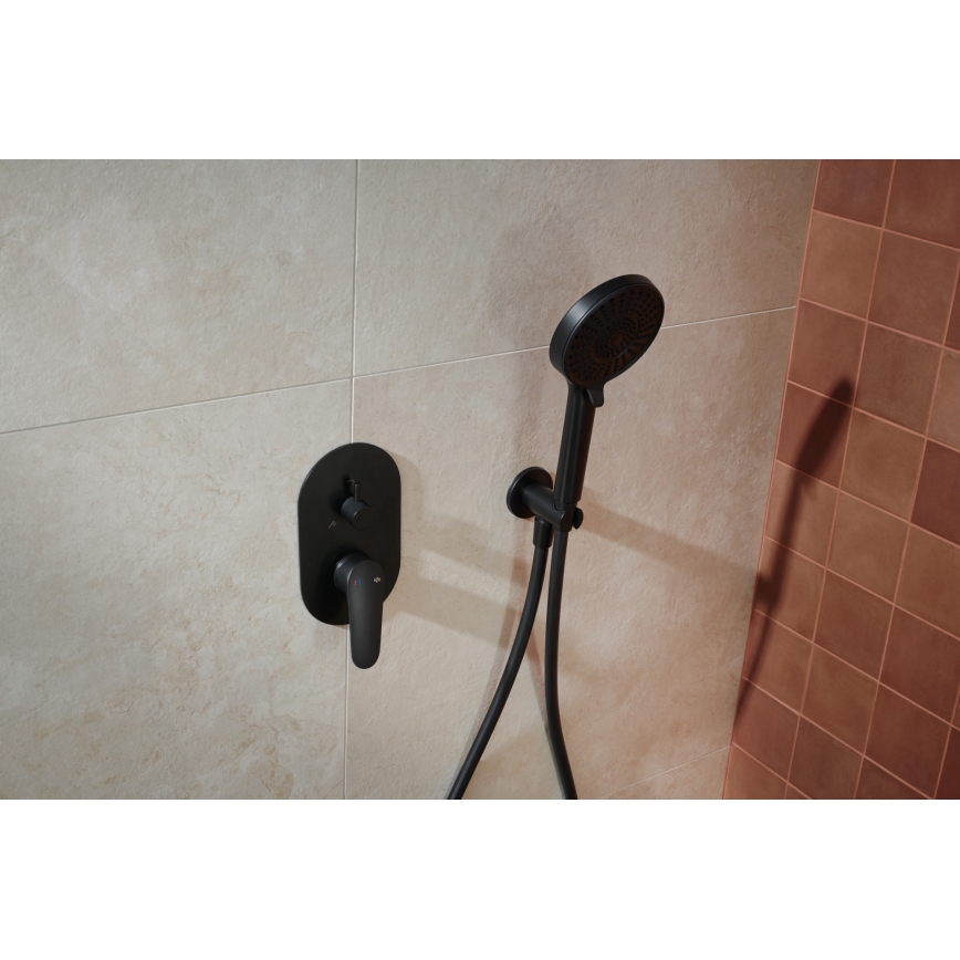 KFA Armatura 5559-501-81 - Suihkusetti upotettavalla OTAVA-mattamustalla hanalla