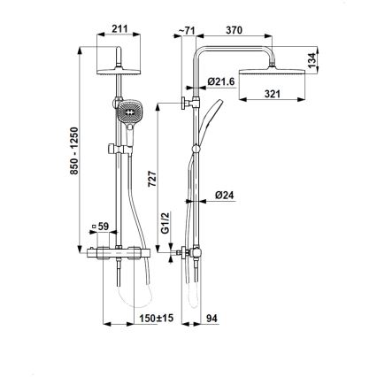 KFA Armatura 5756-910-61 - MALAGA-suihkusetti termostaattisekoittimella, metalliharmaa