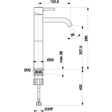 KFA Armatura 5822-612-81 - Altaan hana NEDA 29,5 cm messinki/matta musta