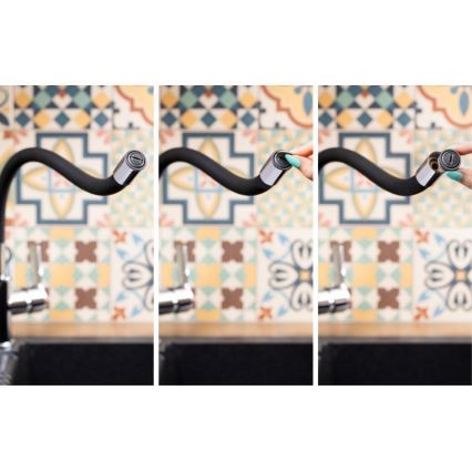 KFA Armatura 6553-915-00 - Pesualtaan hana joustavalla kädellä RUMBA 40,5 cm musta/kiiltävä kromi