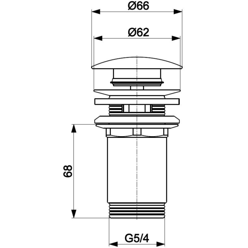 KFA Armatura 660-254-00 - Allas jäte ylivuoto CLICK-CLACK halkaisija 6,6 cm kiiltävä kromi