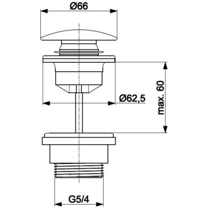 KFA Armatura 660-320-00 - Altaan jäte CLICK-CLACK halkaisija 6,6 cm kiiltävä kromi