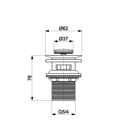 KFA Armatura 660-354-00 - Allas jäte ylivuoto CLICK-CLACK halkaisija 6,2 cm kiiltävä kromi