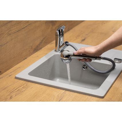 KFA Armatura 6613-110-00 - Tiskihana ulosvedettävällä ruiskulla INDIRA kiiltävä kromi