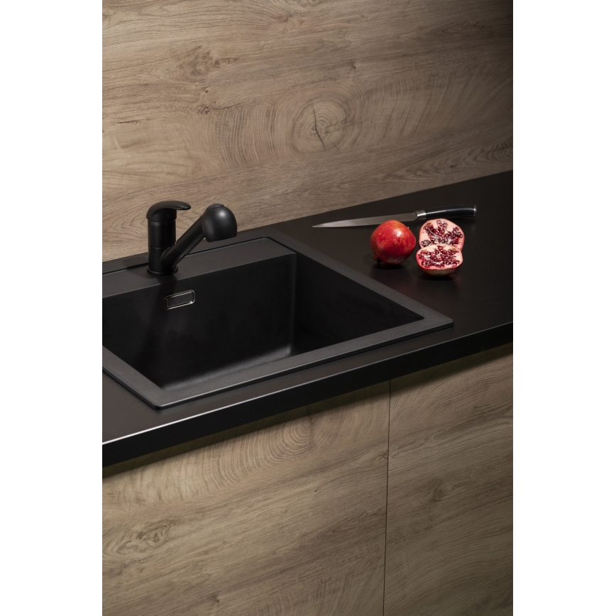 KFA Armatura 6613-110-81 - Tiskihana ulosvedettävällä ruiskulla INDIRA messinki/matta musta