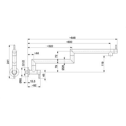 KFA Armatura 6623-030-81 - Nivelvarrella varustettu keittiöhana DUERO POT FILLER, ruostumaton teräs/maton musta