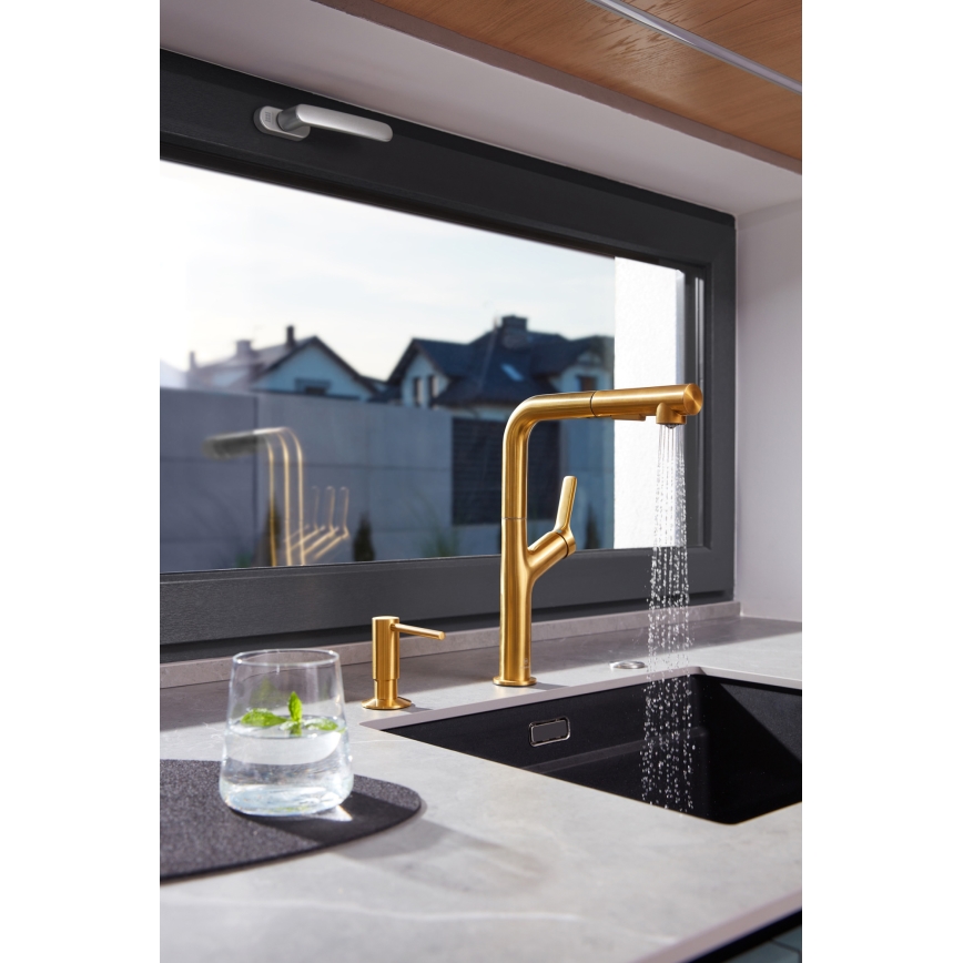 KFA Armatura 6623-220-31 - Tiskihana ulosvedettävällä ruiskulla DUERO DESIGN ruostumaton/maa kulta