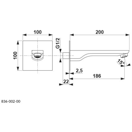 KFA Armatura 836-002-00 - Nokka piiloasennukseen MOKAIT kiiltävä kromi