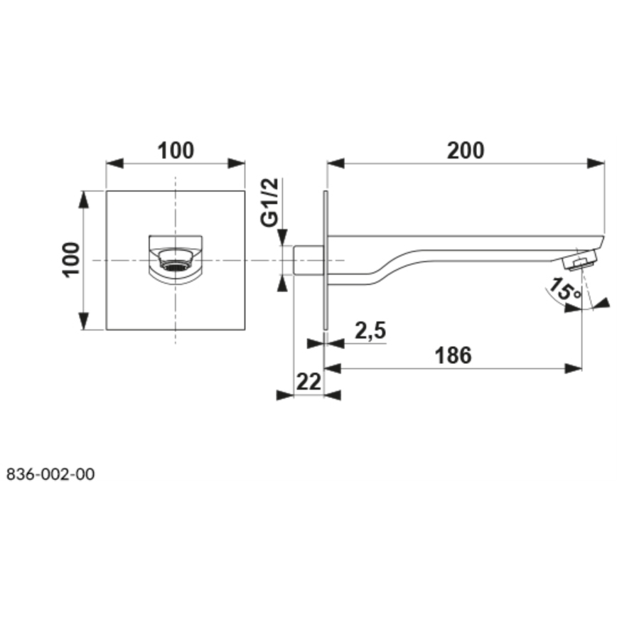 KFA Armatura 836-002-00 - Nokka piiloasennukseen MOKAIT kiiltävä kromi