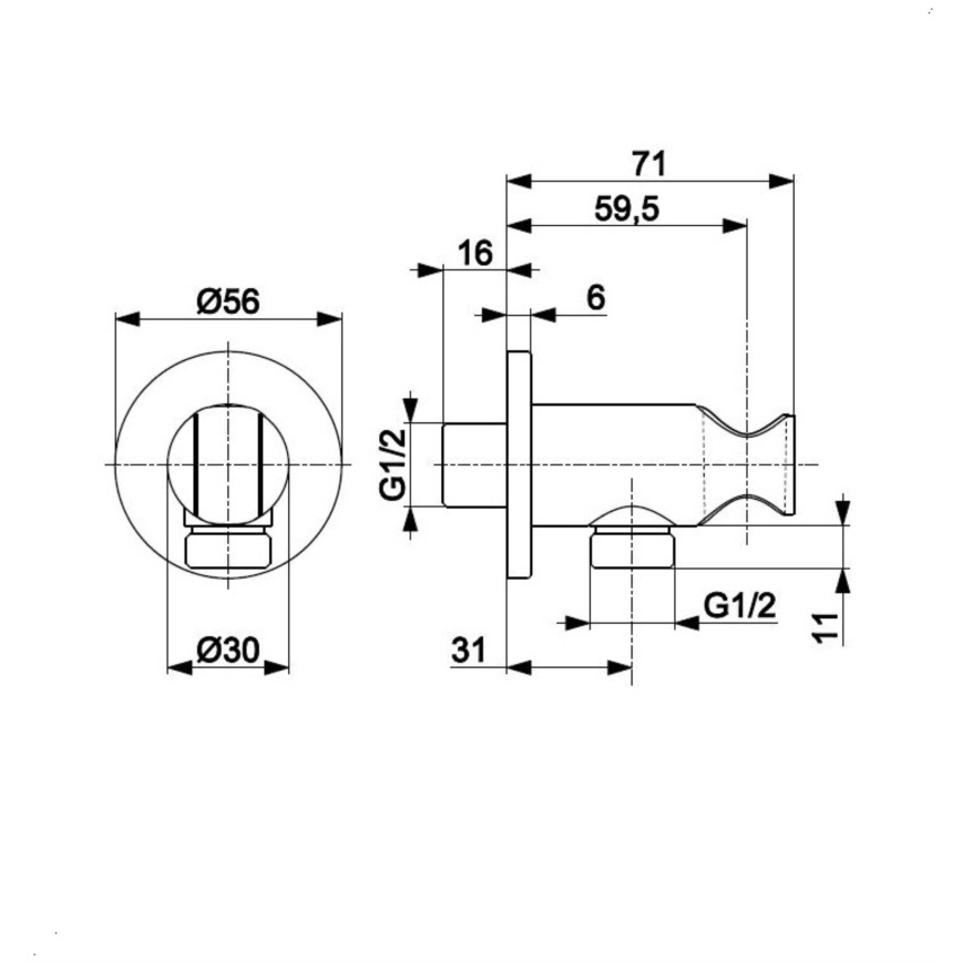 KFA Armatura 845-053-81 - Pyöreä suihkuteline ulostulolla MOZA messinki/matta musta