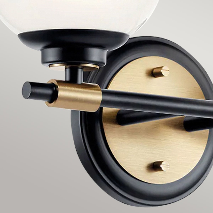 Kichler - LED-kylpyhuoneen seinävalaisin BENNO 2xLED/3W/230V musta/kulta IP44