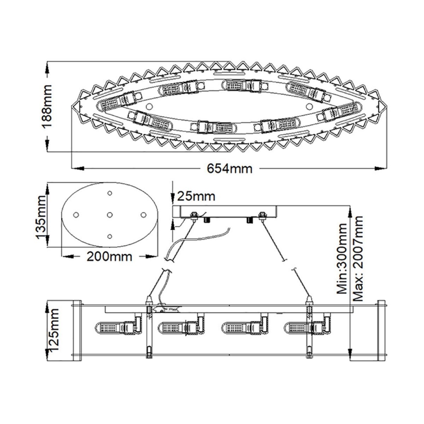 Kichler - LED Kylphuoneen kattokruunu johdossa CRYSTAL SKYE 8xG9/3W/230V IP44