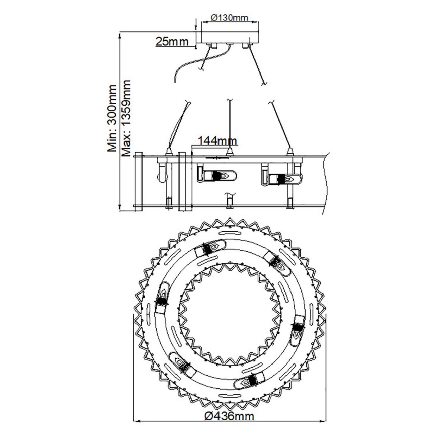 Kichler - LED Kylphuoneen kattokruunu johdossa CRYSTAL SKYE 6xG9/3W/230V IP44
