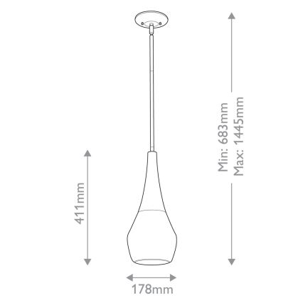 Kichler - Riippuvalaisin varrella DEELA 1xE27/60W/230V halkaisija 17,8 cm musta
