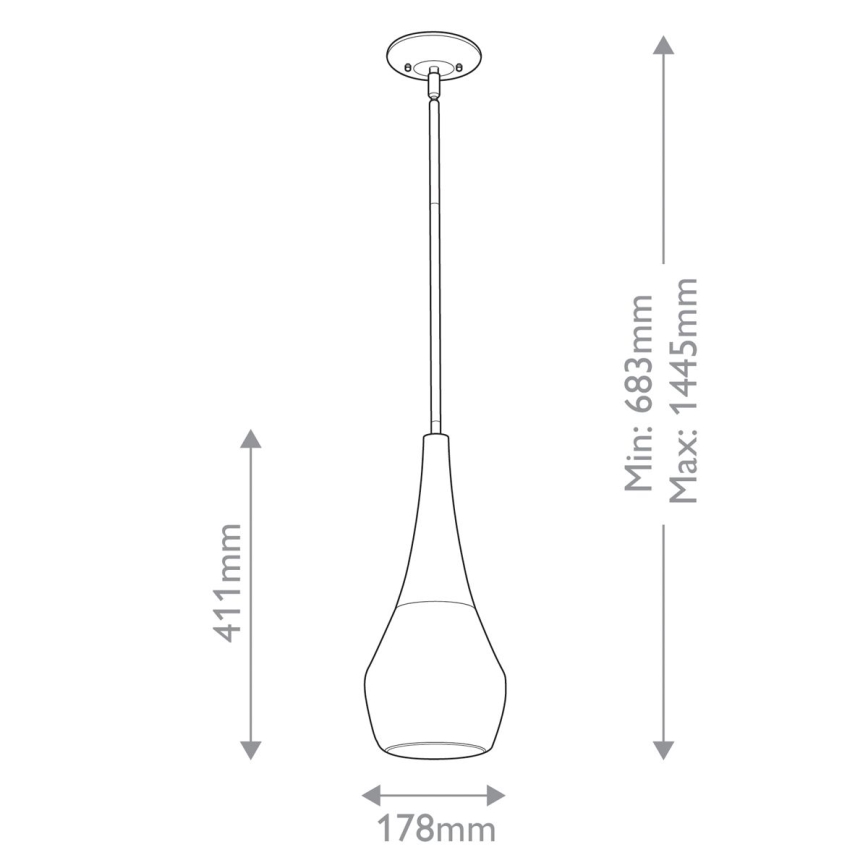 Kichler - Riippuvalaisin varrella DEELA 1xE27/60W/230V halkaisija 17,8 cm musta