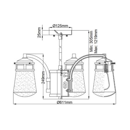Kichler - Kattokruunu ulkona pylväässä LYNDON 5xE27/60W/230V IP44