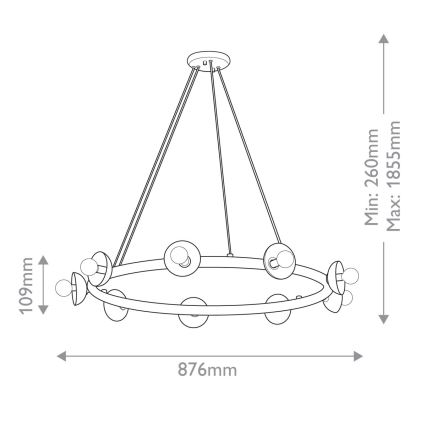 Kichler - Riippuvalaisin kaapelilla PALTA 9xE14/40W/230V kultainen