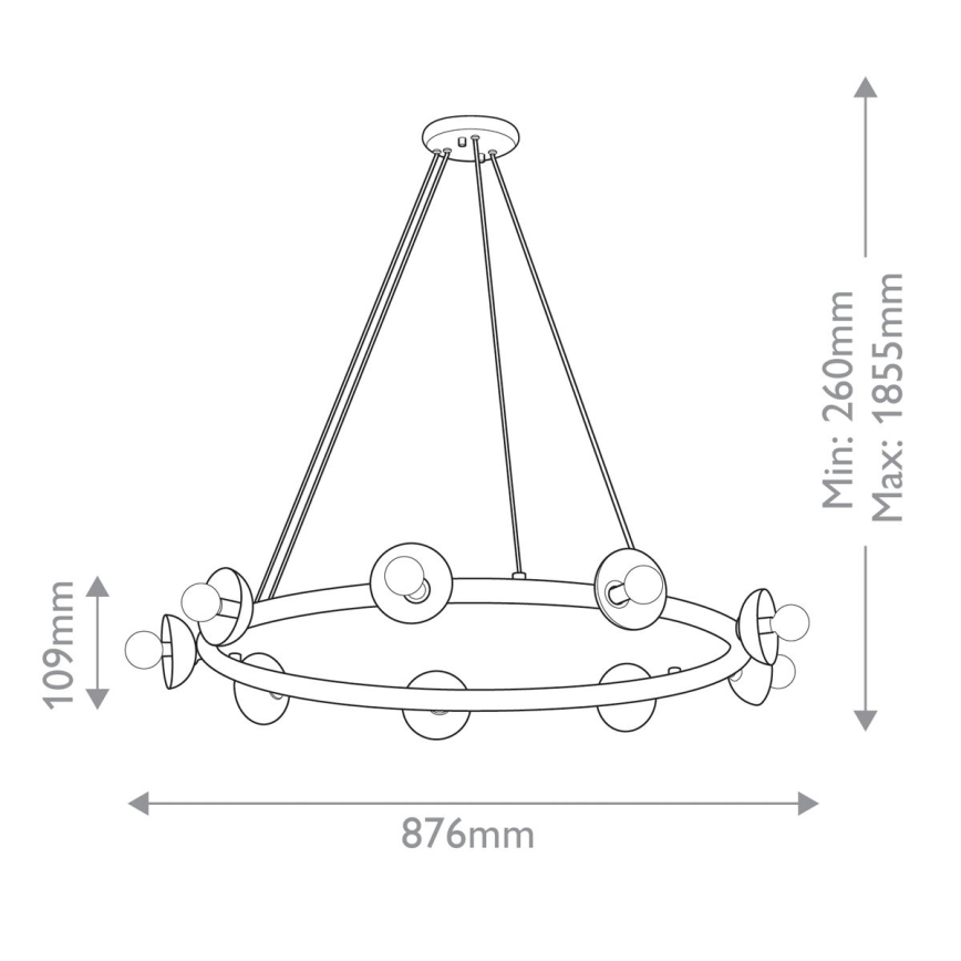 Kichler - Riippuvalaisin kaapelilla PALTA 9xE14/40W/230V kultainen