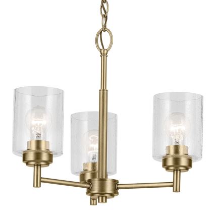 Kichler - Kattokruunu ketjussa WINSLOW 3xE27/60W/230V halkaisija 45,8 cm messinki