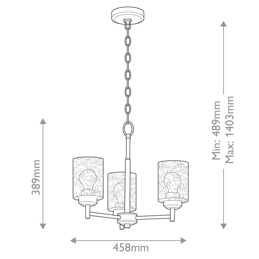 Kichler - Kattokruunu ketjussa WINSLOW 3xE27/60W/230V halkaisija 45,8 cm messinki