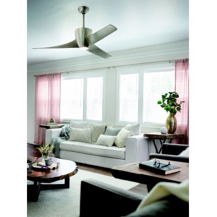 Kichler - LED himmennettävä kattotuuletin PHREE LED/10W/230V hopea + kaukosäädin