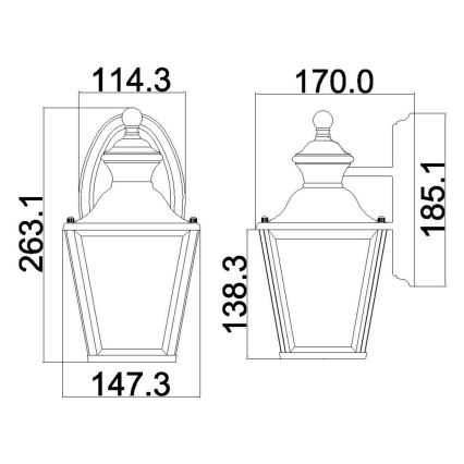 Kichler - Ulkoseinävalaisin BAY SHORE 1xE27/60W/230V IP44 kulta