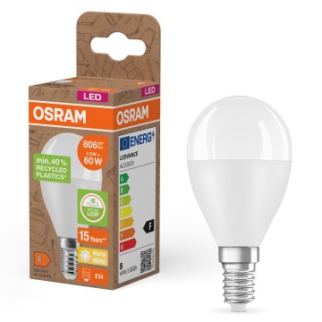 Kierrätetystä muovista valmistettu LED-polttimo P45 E14/7,5W/230V 2700K - Osram