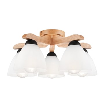 Kiinteä kattokruunu ADRIANO 5xE27/60W/230V tammi