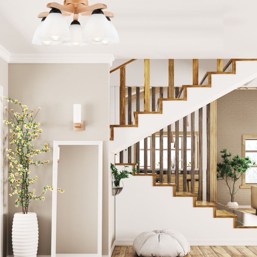 Kiinteä kattokruunu ADRIANO 5xE27/60W/230V tammi