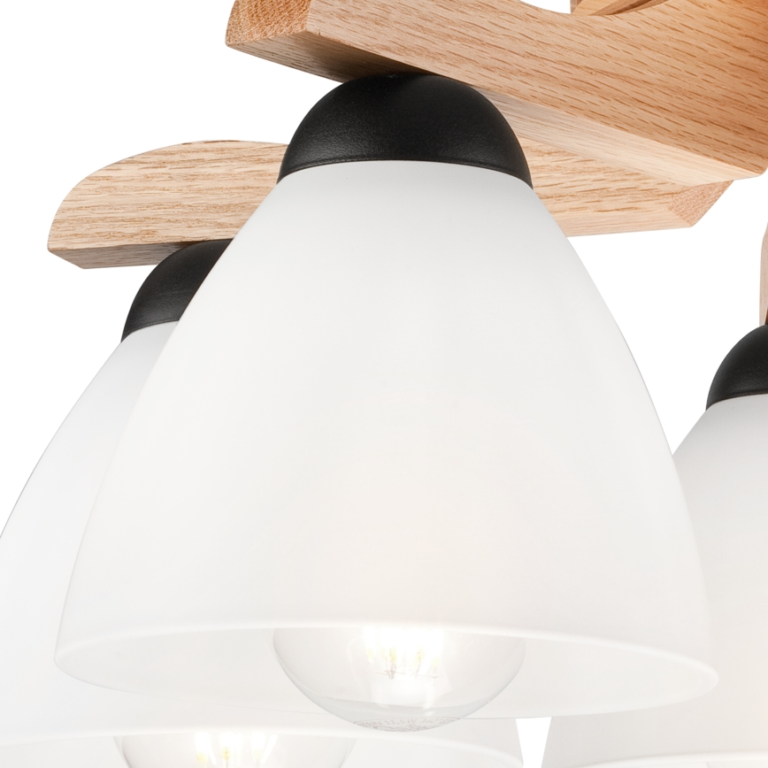 Kiinteä kattokruunu ADRIANO 5xE27/60W/230V tammi