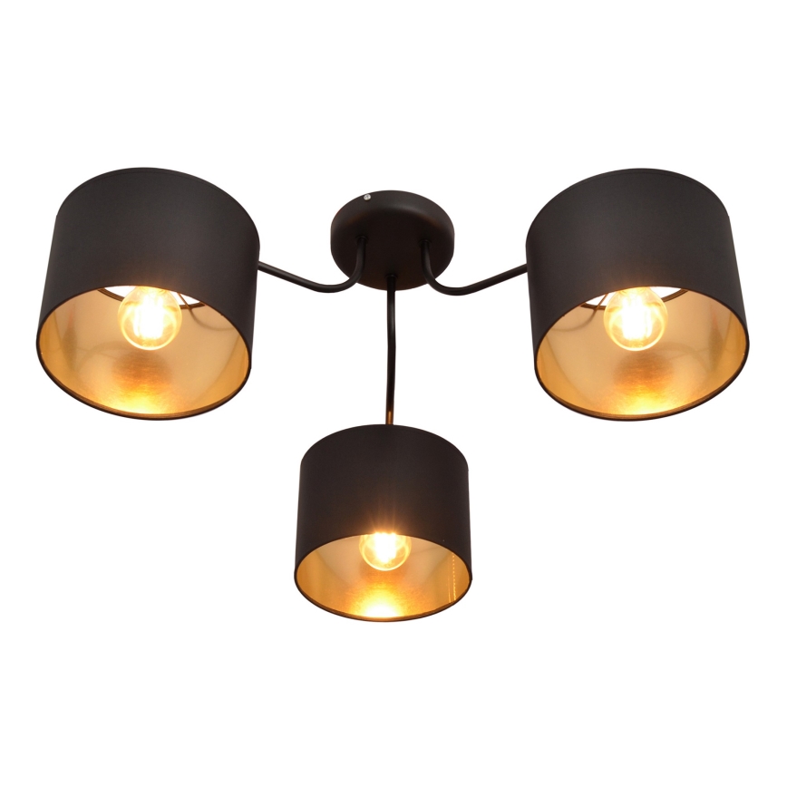 Kiinteä kattokruunu ALBA 3xE27/15W/230V musta/kultainen