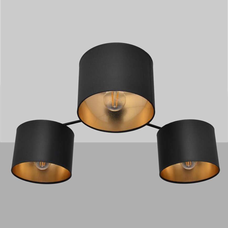 Kiinteä kattokruunu ALBA 3xE27/15W/230V musta/kultainen