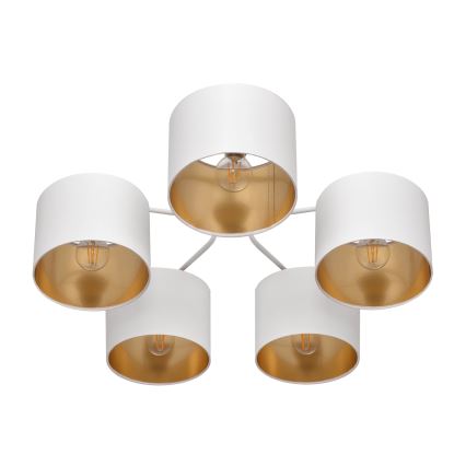 Kiinteä kattokruunu ALBA 5xE27/15W/230V valkoinen/kultainen