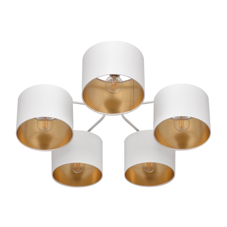 Kiinteä kattokruunu ALBA 5xE27/15W/230V valkoinen/kultainen